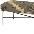 HomeRoots 55 Green Brown and Black Upholstered Abstract Cotton Blend Bench - 55