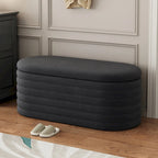 Storage Chenille Ottoman Bench Upholstered Fabric Storage Bench End of Bed Stool with Safety Hinge