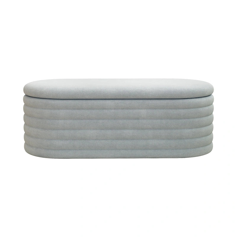 Storage Chenille Ottoman Bench Upholstered Fabric Storage Bench End of Bed Stool with Safety Hinge