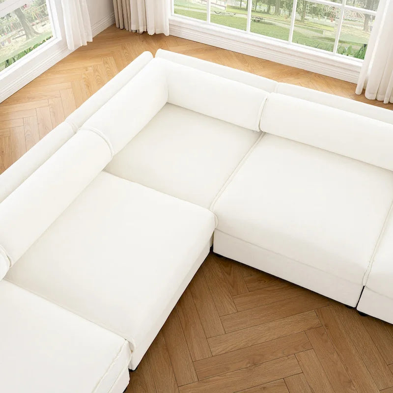109 Chenille Upholstered L-Shaped Modular Sectional Sofa with Storage Seat, DIY Combination