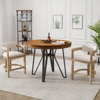 Netia 3-Piece Counter-Height Bar Set with Boucle Upholstered Chairs and Metal Table Base by Christopher Knight Home