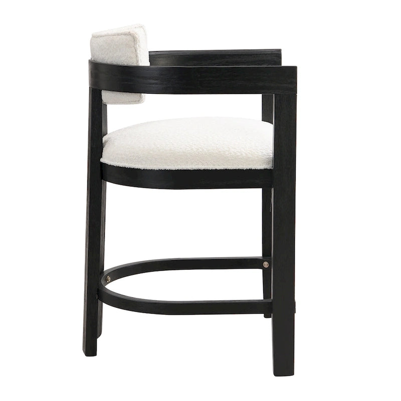 Netia 3-Piece Counter-Height Bar Set with Boucle Upholstered Chairs and Metal Table Base by Christopher Knight Home