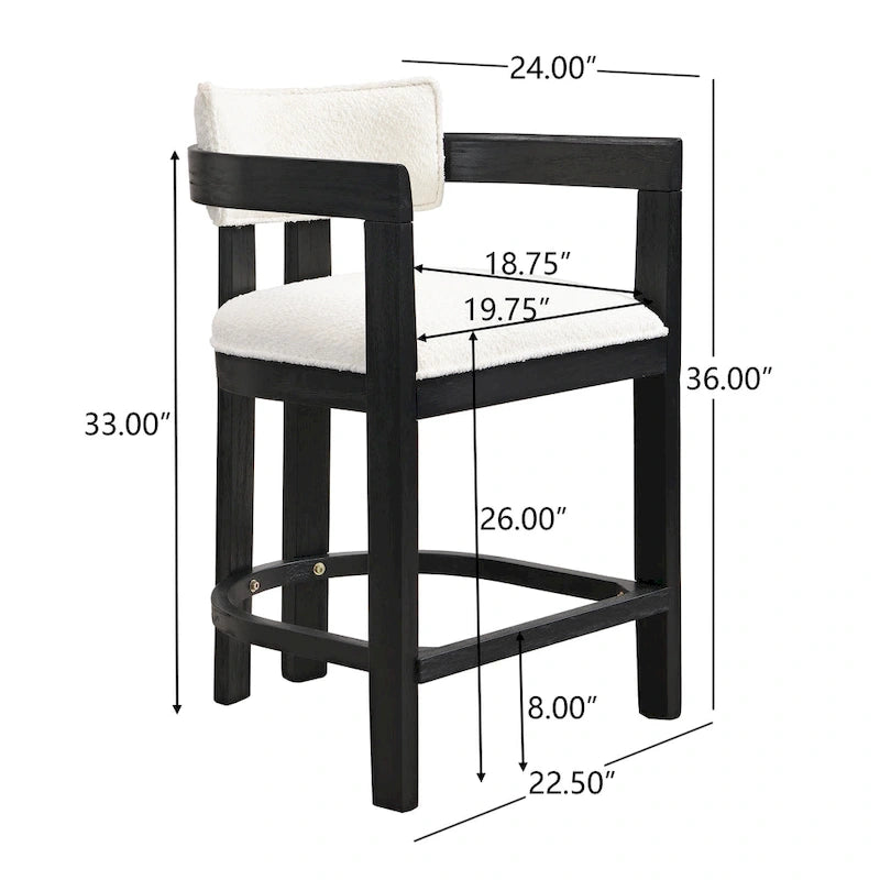 Netia 3-Piece Counter-Height Bar Set with Boucle Upholstered Chairs and Metal Table Base by Christopher Knight Home