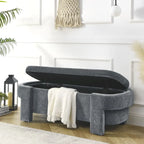 GDFStudio - Evelyn Chenille Upholstered Storage Bench with Turned Legs for Elegant Spaces