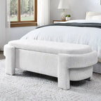 GDFStudio - Evelyn Chenille Upholstered Storage Bench with Turned Legs for Elegant Spaces
