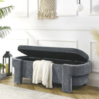 GDFStudio - Evelyn Chenille Upholstered Storage Bench with Turned Legs for Elegant Spaces