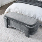 GDFStudio - Evelyn Chenille Upholstered Storage Bench with Turned Legs for Elegant Spaces