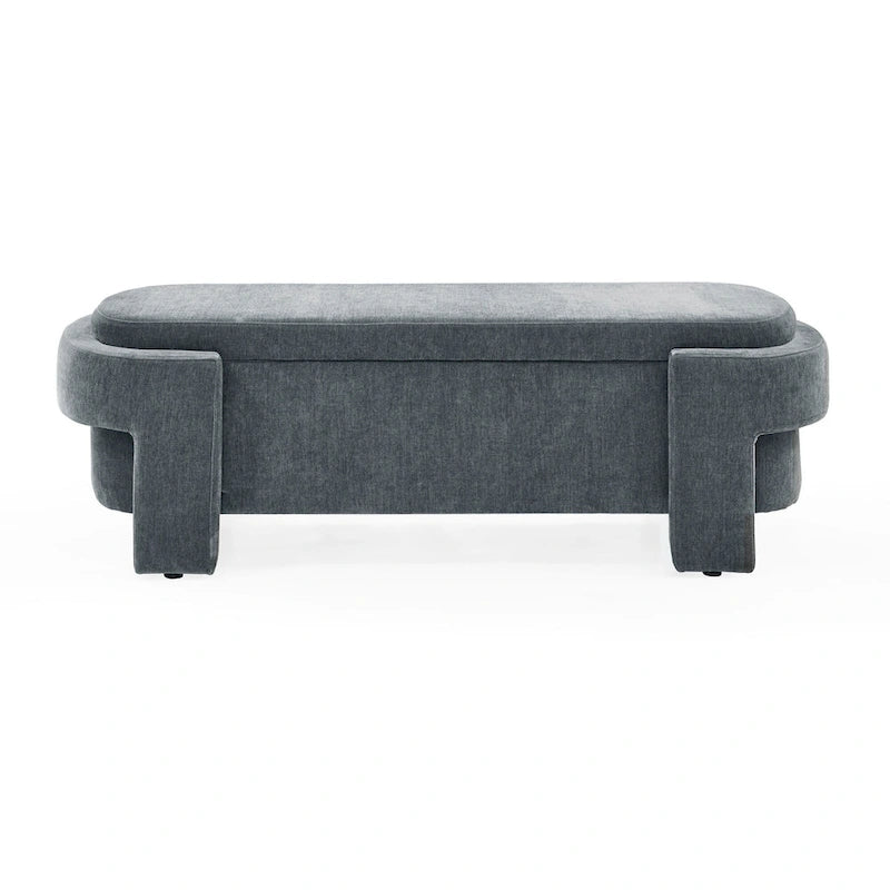 GDFStudio - Evelyn Chenille Upholstered Storage Bench with Turned Legs for Elegant Spaces
