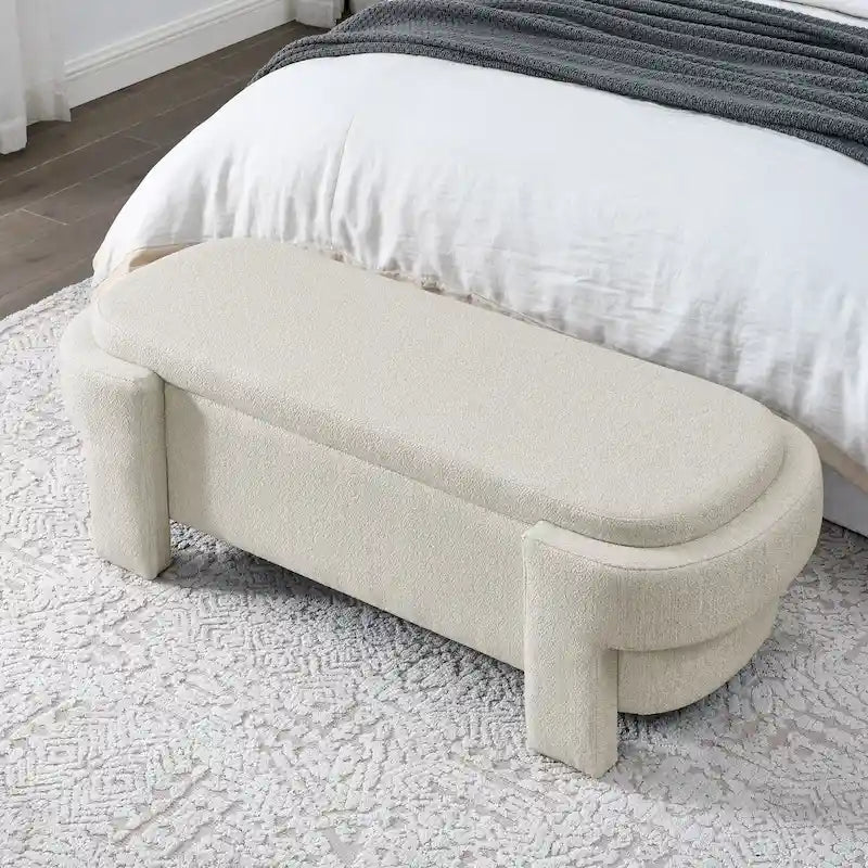 GDFStudio - Evelyn Chenille Upholstered Storage Bench with Turned Legs for Elegant Spaces