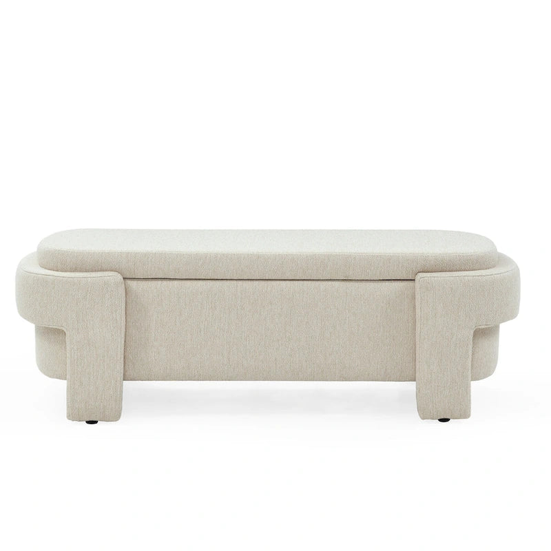 GDFStudio - Evelyn Chenille Upholstered Storage Bench with Turned Legs for Elegant Spaces