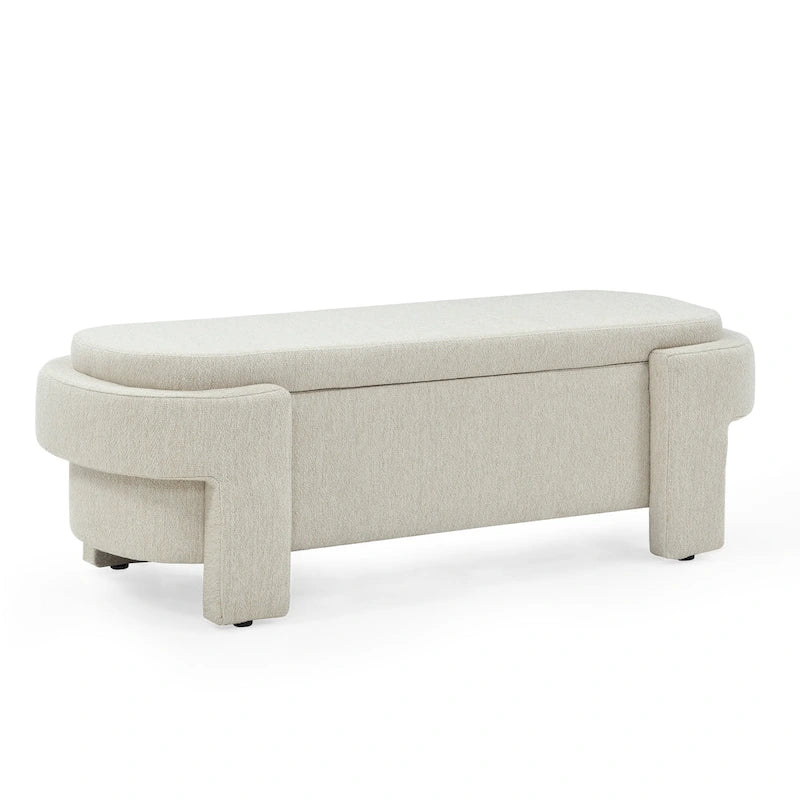 GDFStudio - Evelyn Chenille Upholstered Storage Bench with Turned Legs for Elegant Spaces