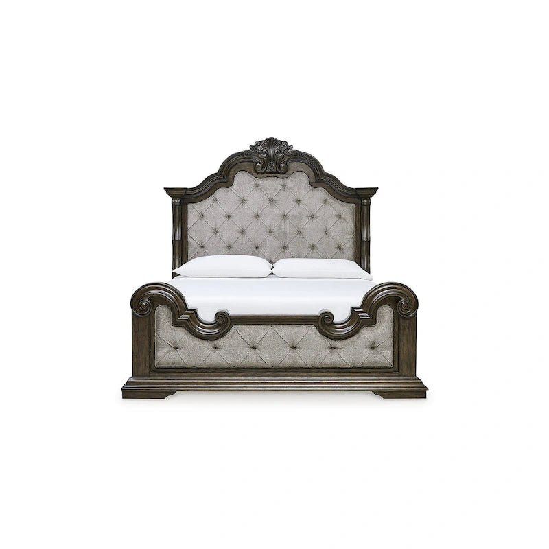 Signature Design by Ashley Maylee Dark Brown/Gray Upholstered Panel Bed