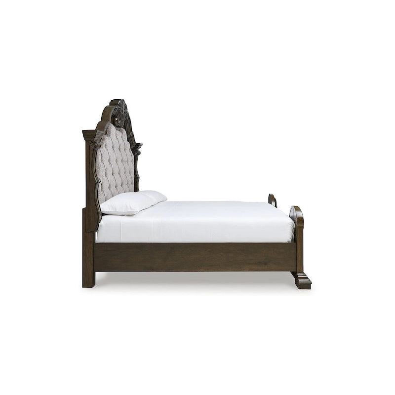 Signature Design by Ashley Maylee Dark Brown/Gray Upholstered Panel Bed