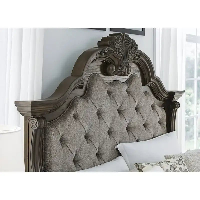 Signature Design by Ashley Maylee Dark Brown/Gray Upholstered Panel Bed