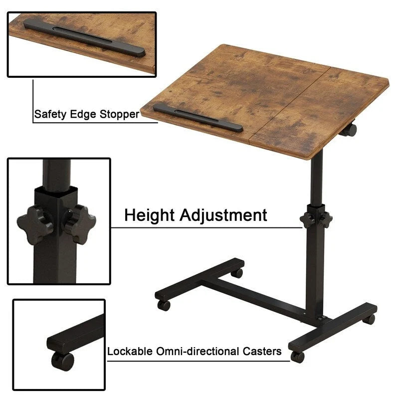 Wheels Height Adjustable Tray Table - 23.6D x 15.9W x 35H