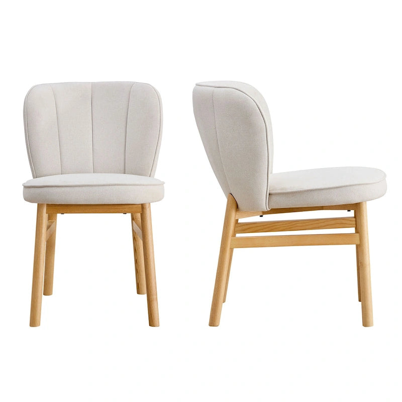 Wooden Frame Upholstered Shell Dining Chairs set of 2