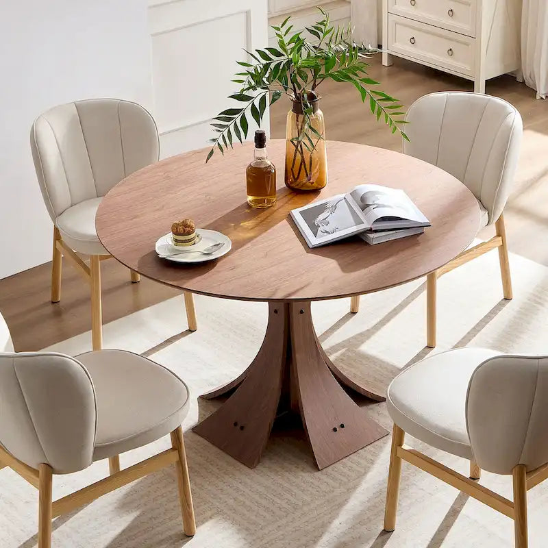 Wooden Frame Upholstered Shell Dining Chairs set of 2