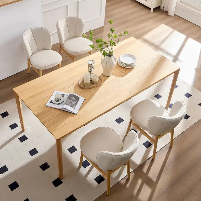 Wooden Frame Upholstered Shell Dining Chairs set of 2