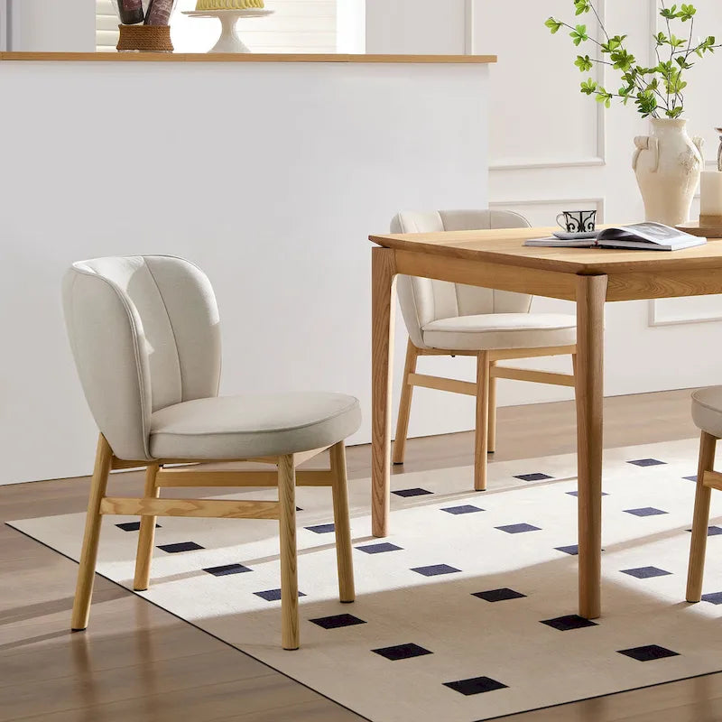 Wooden Frame Upholstered Shell Dining Chairs set of 2