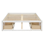 Full Size Platform Bed with 6 Storage Drawers, Antique White, Sleek Design for Bedroom Organization