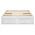 Full Size Platform Bed with 6 Storage Drawers, Antique White, Sleek Design for Bedroom Organization