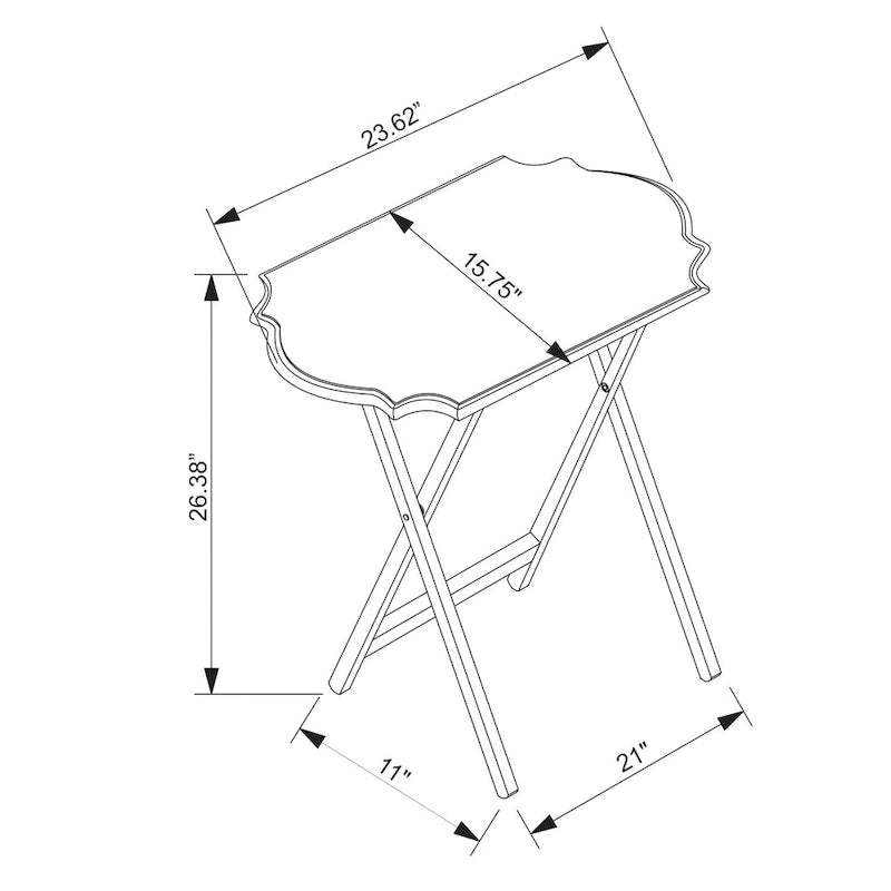 Routed Edge Foldable Snack Tray Tables - 26.25 - White - Set of 2