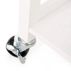 Rolling Kitchen Island Cart, Kitchen Storage Cart With Wooden Top, Modern Home Storage Cart With Door, 3 Shelves, Drawer