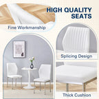 Luxury Simple Chair Set of 6 PU High Resilience Dining Chair with Metal Silver Leg Kitchen Armless Side Chair
