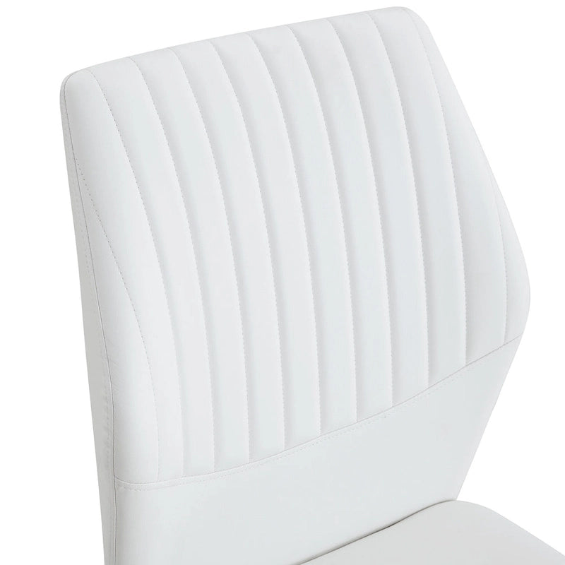 Luxury Simple Chair Set of 6 PU High Resilience Dining Chair with Metal Silver Leg Kitchen Armless Side Chair