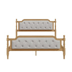 Queen Wood Platform Bed with Tufted Headboard & Handcrafted Design