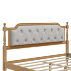 Queen Wood Platform Bed with Tufted Headboard & Handcrafted Design