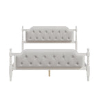 Queen Wood Platform Bed with Tufted Headboard & Handcrafted Design