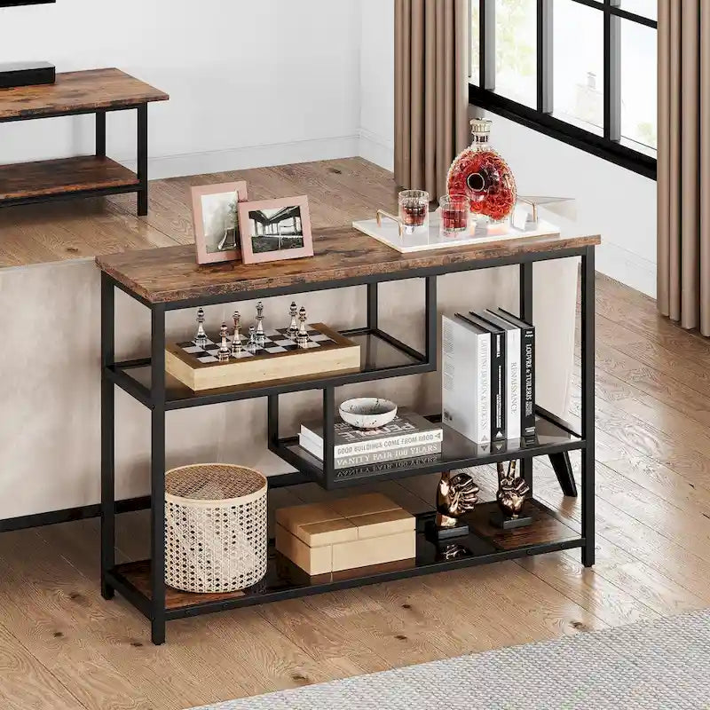 Entryway Table, 4-Tier Console Table with Storage Shelves