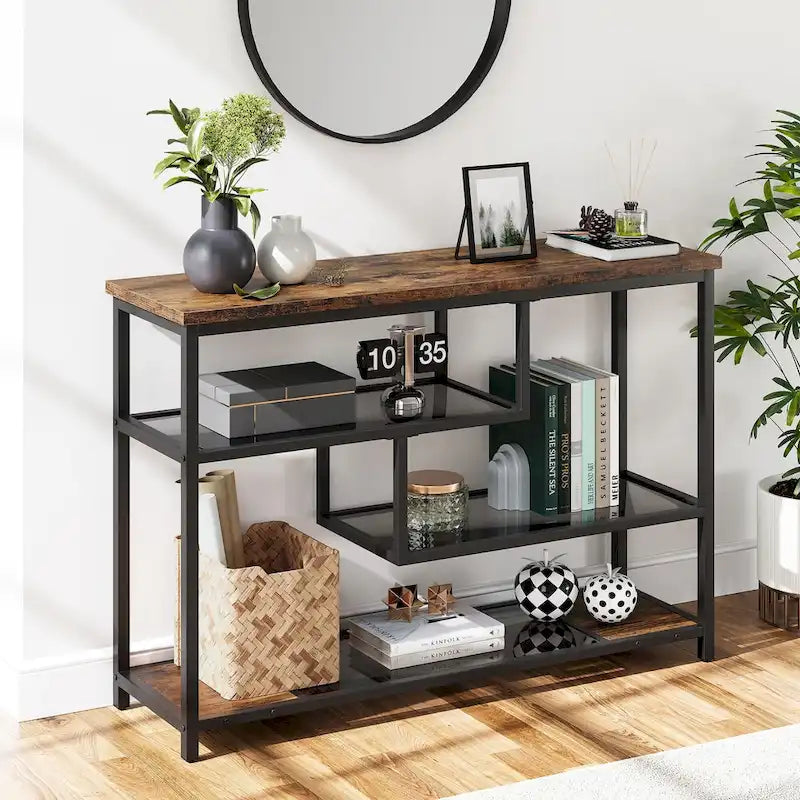 Entryway Table, 4-Tier Console Table with Storage Shelves