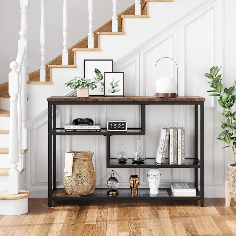 Entryway Table, 4-Tier Console Table with Storage Shelves