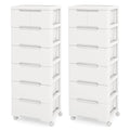 Costway 2 PCS 7-Drawer Plastic Rolling Storage Cart with 4 Universal - See Details