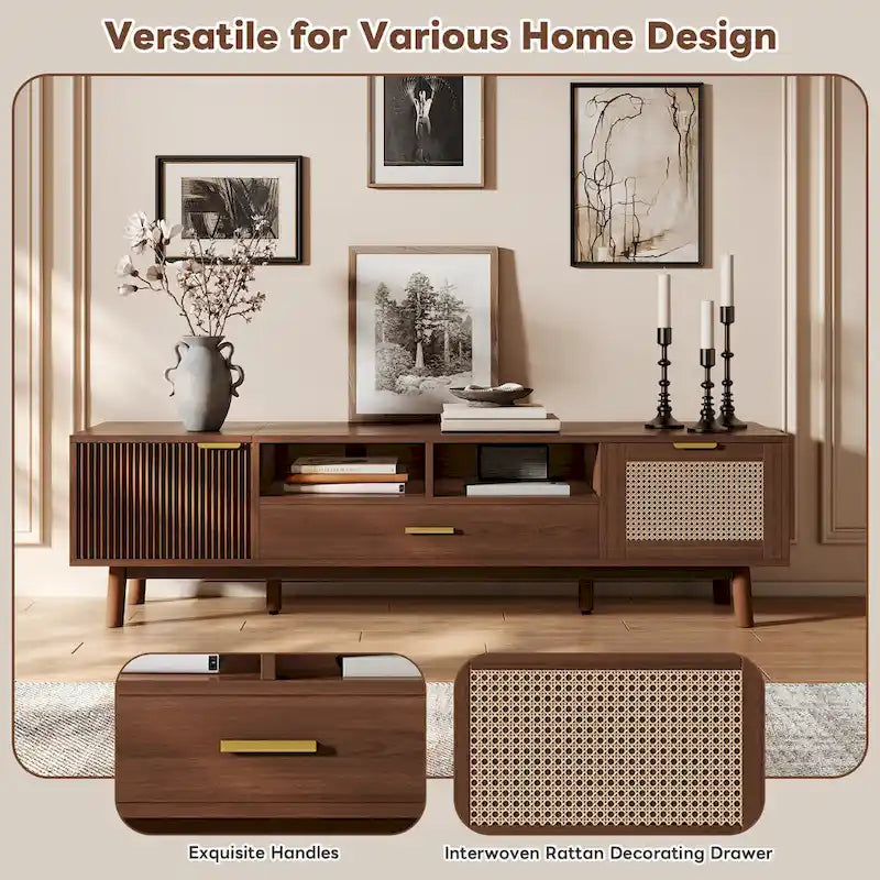 Wood TV Stand for 75 TVs, Modern TV Cabinet for Living Room