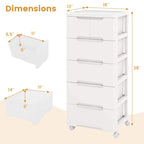 Costway 1 PCS 6-Drawer Plastic Rolling Storage Cart with 4 Universal - See Details
