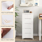 Costway 1 PCS 6-Drawer Plastic Rolling Storage Cart with 4 Universal - See Details