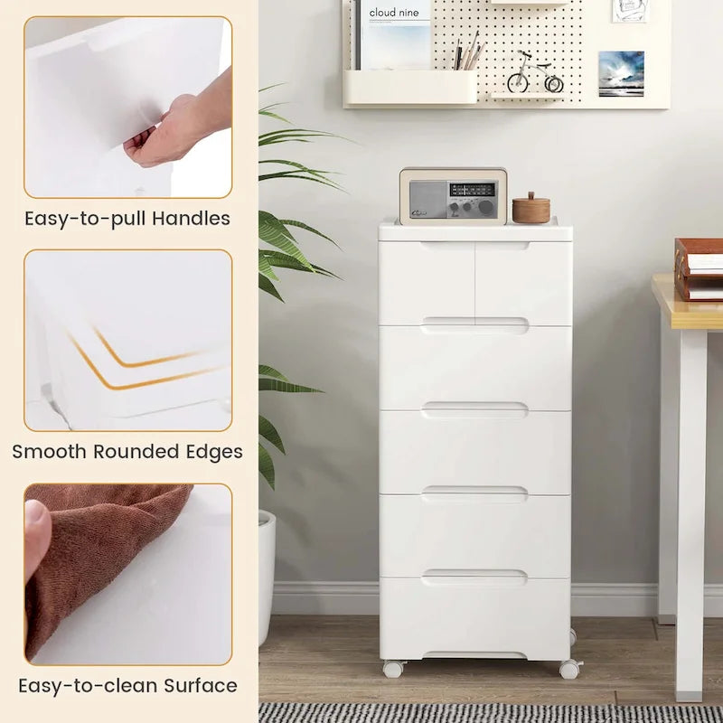 Costway 1 PCS 6-Drawer Plastic Rolling Storage Cart with 4 Universal - See Details