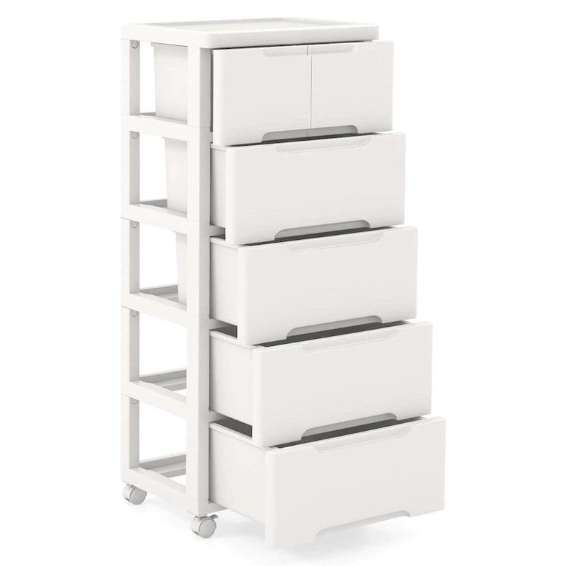 Costway 1 PCS 6-Drawer Plastic Rolling Storage Cart with 4 Universal - See Details