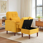 Accent Chair and Storage Ottoman Set with Adjustable Backrest