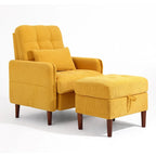 Accent Chair and Storage Ottoman Set with Adjustable Backrest