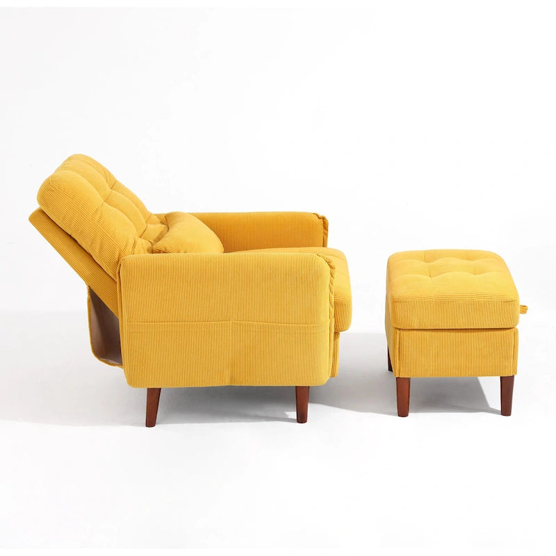 Accent Chair and Storage Ottoman Set with Adjustable Backrest