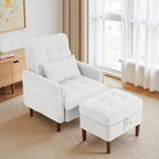 Accent Chair and Storage Ottoman Set with Adjustable Backrest