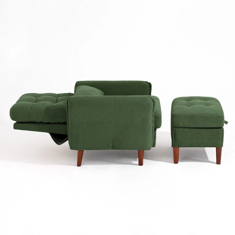 Accent Chair and Storage Ottoman Set with Adjustable Backrest