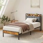 Twin/Full/Queen/King Platform Bed Frame, Metal Bed Frame with Storage Headboard