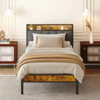 Twin/Full/Queen/King Platform Bed Frame, Metal Bed Frame with Storage Headboard