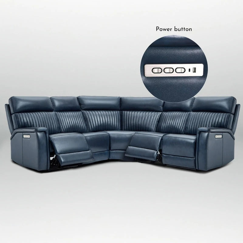 Cole 105 W Genuine Leather Power Reclining sectional sofa with USB&USB-C Port,power armlesschair