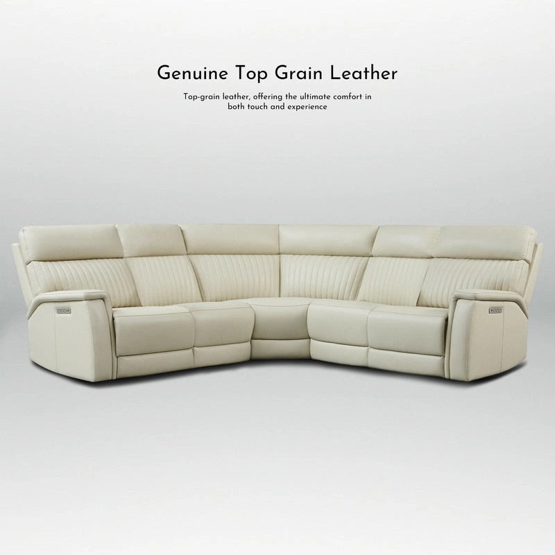 Cole 105 W Genuine Leather Power Reclining sectional sofa with USB&USB-C Port,power armlesschair